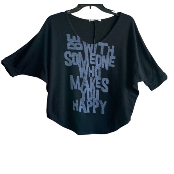 Bui-yah-kah shirt Women large be with some that makes you happy Black top tee* - Picture 5 of 5